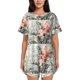 thumbnail image 1 of Fotbe Tropical With Flamingos Conjunto de Pijama Estampado para Mujer, 2 Piezas, Ropa de Dormir con Camiseta de Manga Corta y Shorts Suaves-Medium, 1 of 6