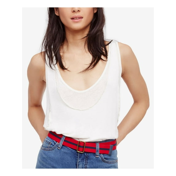 WE THE FREE $38 Womens Scoop Neck Sleeveless Ivory Casual Top Regular 38 B+B
