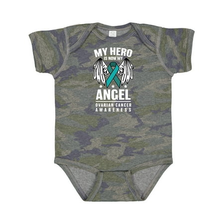 

Inktastic My Hero is My Angel Ovarian Cancer Awareness Gift Baby Boy or Baby Girl Bodysuit