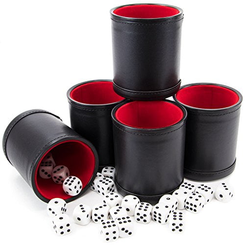 Brybelly Dice Cup Bundle 5 Professional Bicast Leather Dice Cups & 25