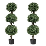 3' Boxwood Triple Ball Topiary Artificial Tree Topiary Trees Artificial Outdoor and Indoor,Faux Topiary Tree Outdoor Feaux Plant for Decorative