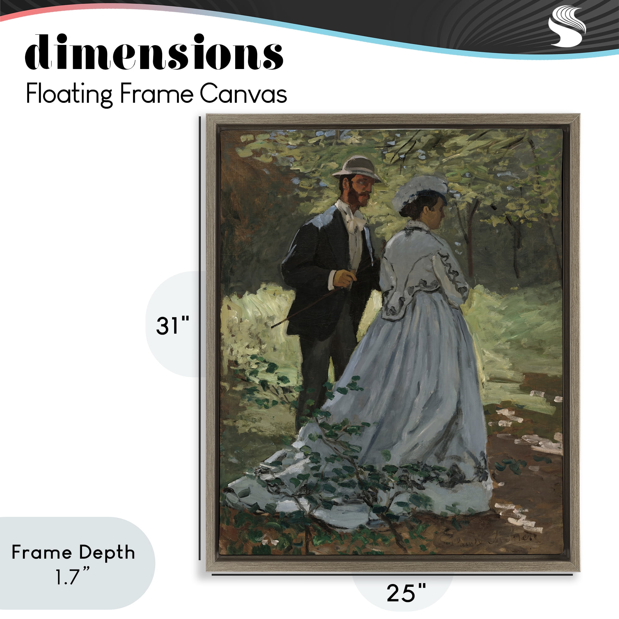 Stupell Industries Bazille & Camille in Nature Brown Framed Floater Canvas Wall Art, design by Tina LeCour
