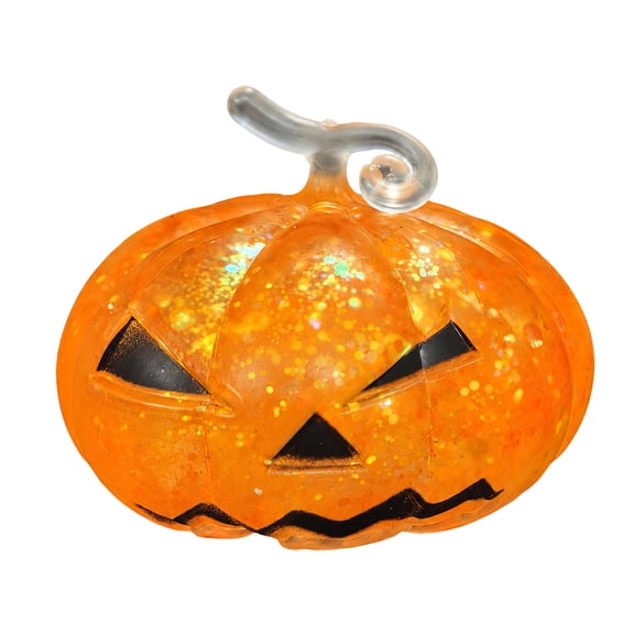 Relaxation Toys Orange Glitter Squeeze Jack O Lantern 1 Pack Squeeze Pumpkin for Halloween Party Favors and All Ages Play Activities