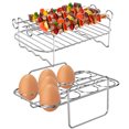 thumbnail image 3 of 2 rejillas para freidora de aire de acero inoxidable 304 para huevos, resistente al calor, resistente al calor, con 4 pinchos, alfombrilla de silicona reutilizable, lavable, accesorios para freidora d, 3 of 11