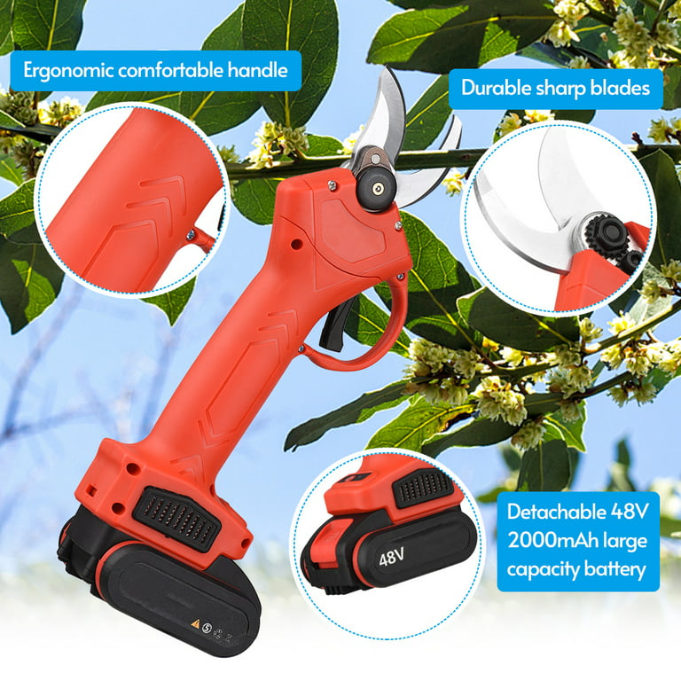 48Vf cordless pruner electric pruning shear with 2pc lithium-ion battery  efficient tree bonsai pruning branches cutter eu plug