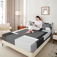 thumbnail image 3 of Castle Fairy Mid Century Mosaic Rectangle Queen Sheets 4 Pieces,Minimalism Geometric Queen Sheet Sets,Charcoal Gray White,1 Flat Sheet, 1 Fitted Sheet and 2 Pillowcases, 3 of 7
