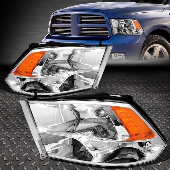 Nuvision for 09-18 Ram 1500 2500 3500 Quad Chrome Housing Amber Corner Headlights Piar