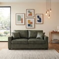 thumbnail image 2 of 69" Modern Loveseat Sofa with Deep Seat & 2 Pillows,PU Fabric Upholstered Sofa Couch for Living Room,Bedroom,Olive Green, 2 of 3
