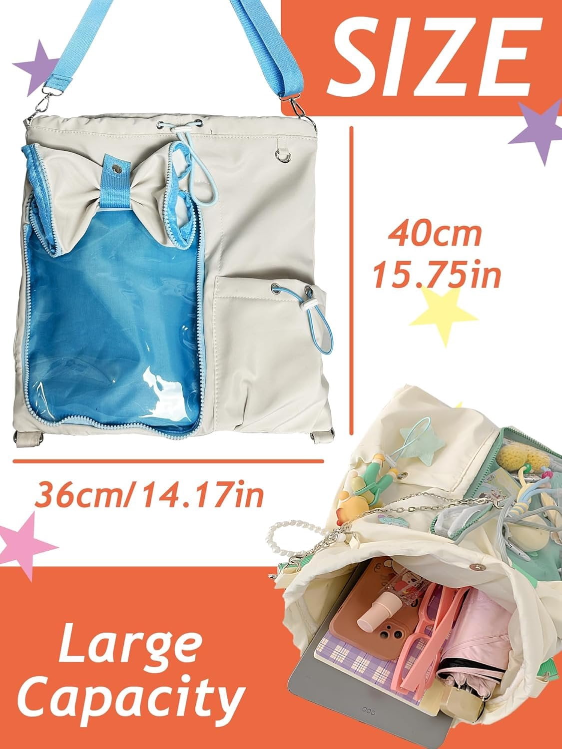 Drawstring Ita Backpack,String Gym Bag Sackpack Sandproof Beach Backpack for Men Women,Dolls Display,Clear Purs (Brown)