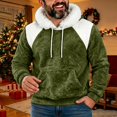 thumbnail image 2 of EliteGoogv Men's Color Block Fleece Hoodie Faux Fur Collar Pullover Sweatshirt Drawstring Kangaroo Pocket Long Sleeve Cozy Loose Fit Winter Top,M, 2 of 7