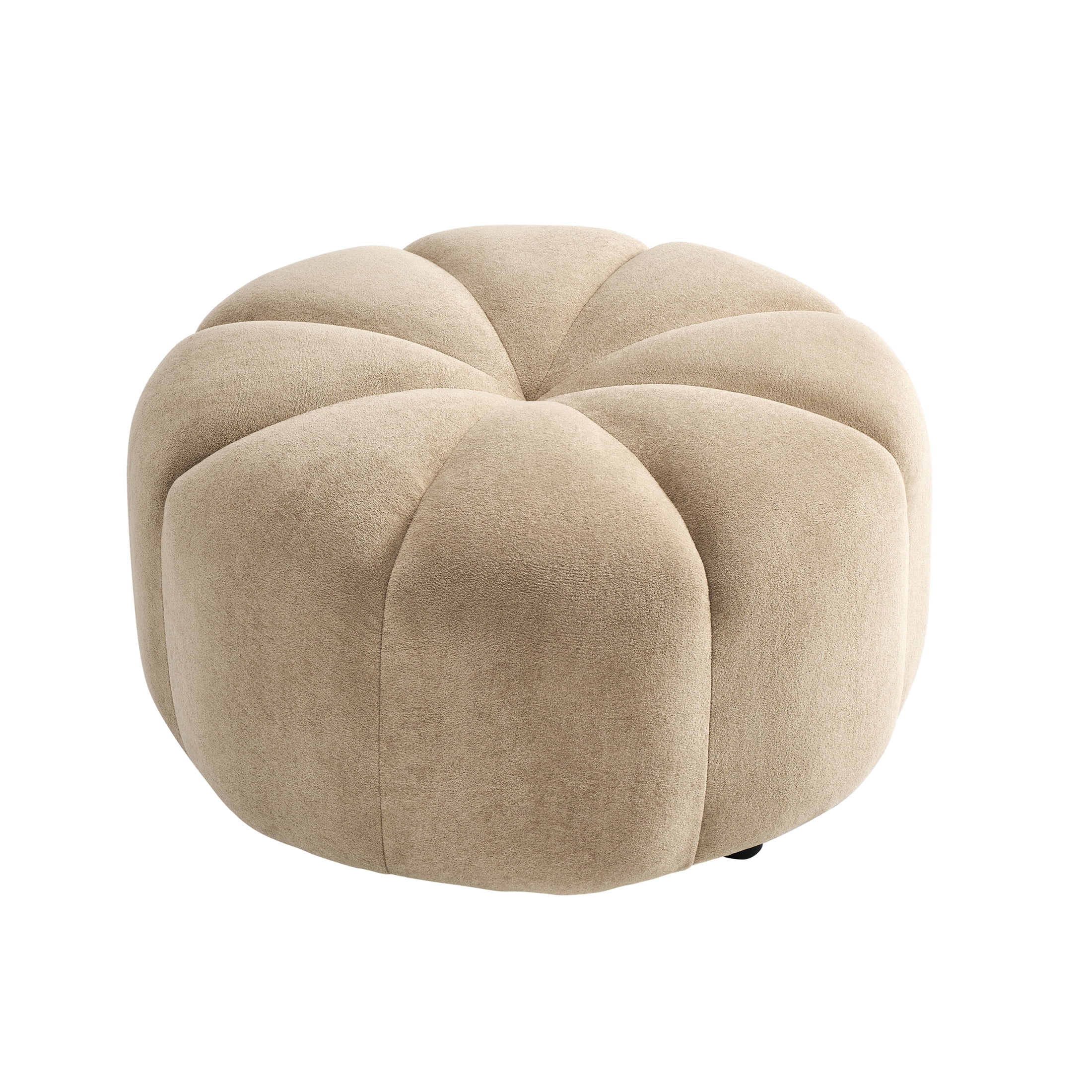 Christopher Knight Home Modern Round Velvet Pumpkin Ottoman, Plush Upholstered Footstool, Warm Greige