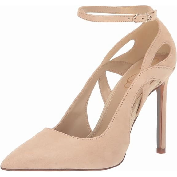 Sam Edelman Adelisa Golden Tan Pointed Toe Ankle Strap Stiletto Heeled Pumps (Golden Tan, 5)
