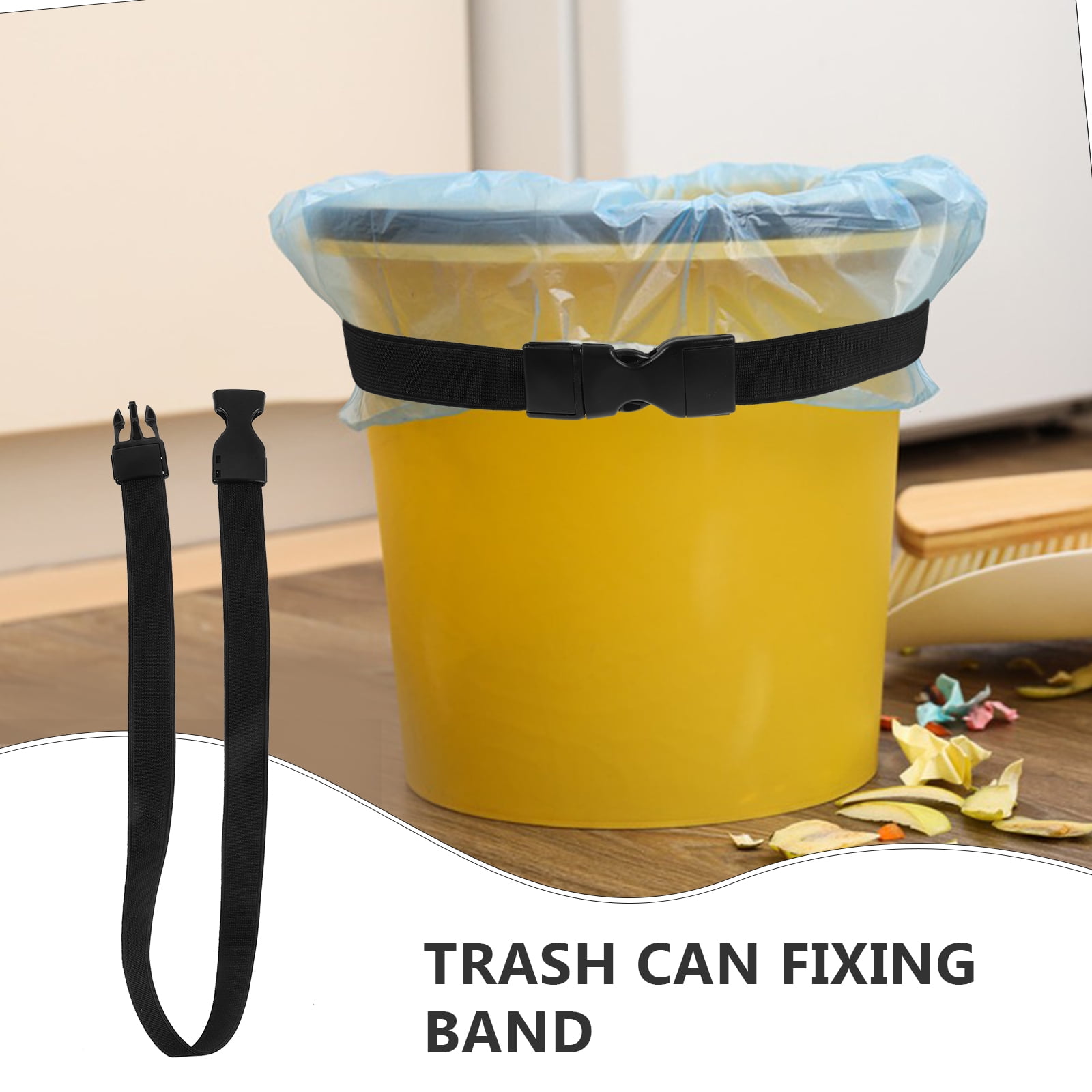 Supvox Trash Can Band Black Elastic for Versatile Use and Reliable Hold 15Pcs