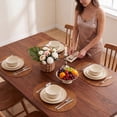 thumbnail image 3 of Vaukki Oval Vinyl Placemats Set of 6, Waterproof Faux Leather Table Mats, Heat Resistant Non Slip Wipeable for Dining Table, Brown, 3 of 12