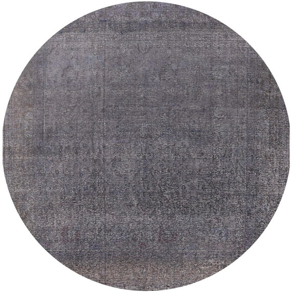 Ahgly Company Machine Washable Indoor Round Industrial Modern Carbon Gray Area Rugs, 4' Round