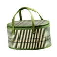 thumbnail image 3 of Cesta tejida de bambú, cesta de regalo con asas dobles, asa , cesta de picnic, cesta de almacenamiento de alimentos versátil para fiestas, verde S, 3 of 9