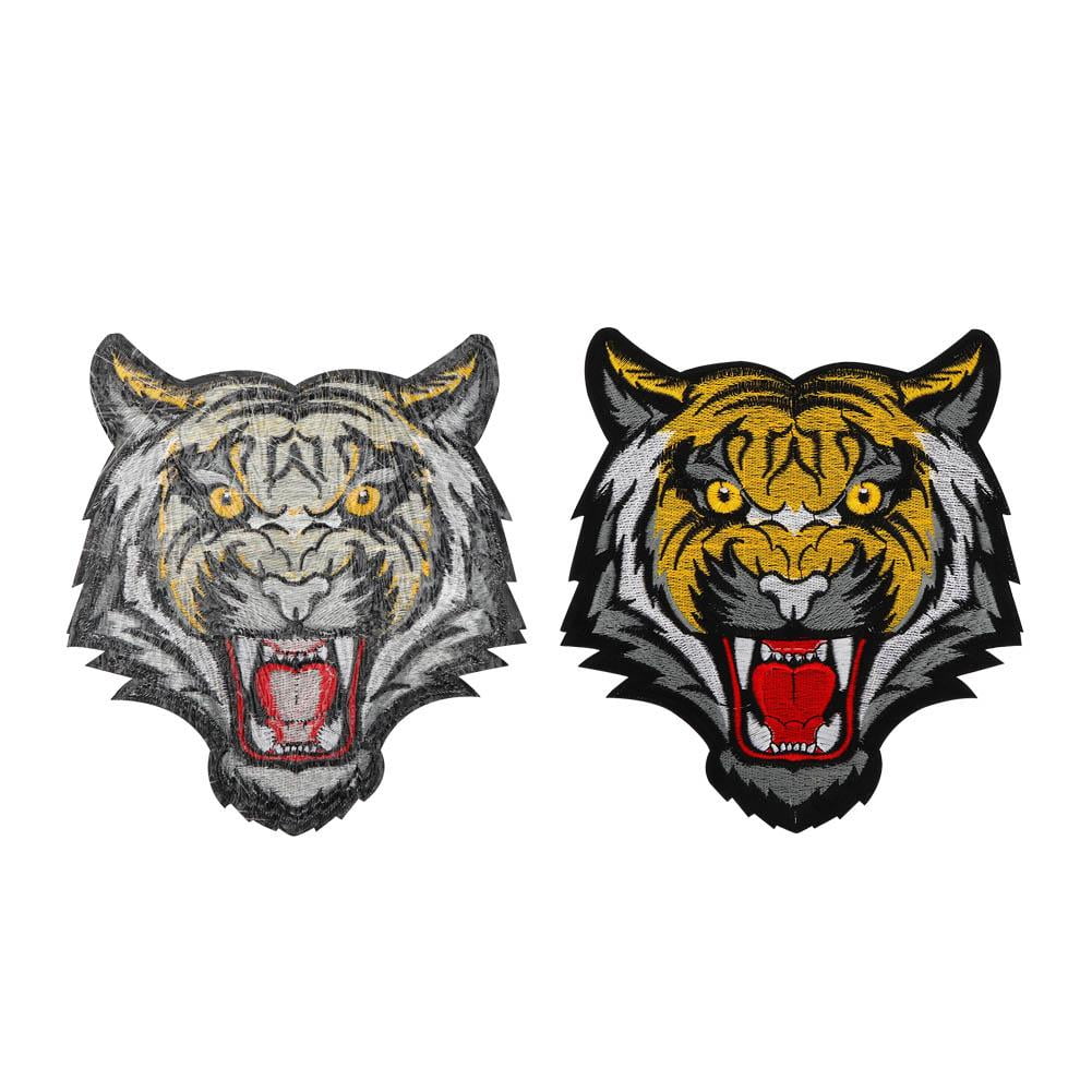 Tiger head embroidered patch vintage fashion embroidered fabric clothes applique
