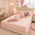 thumbnail image 5 of Unique Bargains Fitted Cotton Bed Sheets Breathable for All Seasons 59.8"x79.9" Pink, 5 of 5