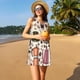 thumbnail image 3 of Easygdp Vintage Coffee para Vestido Transpirable de Mujer, Vestido Suelto de Manga Corta con Pliegues y Bolsillos para el Verano, 3 of 7
