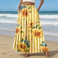 thumbnail image 2 of LWavelet Women Cherry Blossom Print Tiered Maxi Skirt Elastic Waist With Pockets Romantic Long Skirt Saffron S, 2 of 6
