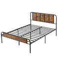 thumbnail image 4 of VECELO Queen Size Metal Bed Frame with Wooden Headboard, Industrial Style Platform Bed Frame with Under-bed Storage Space, No Box Spring Needed/Noise-Free, Brown, 4 of 6