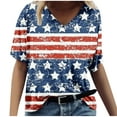 thumbnail image 2 of Lilgiuy Basic V Neck Tops for Women Middle Sleeve Casual Loose Blouse Print Summer T-Shirt, 2 of 5