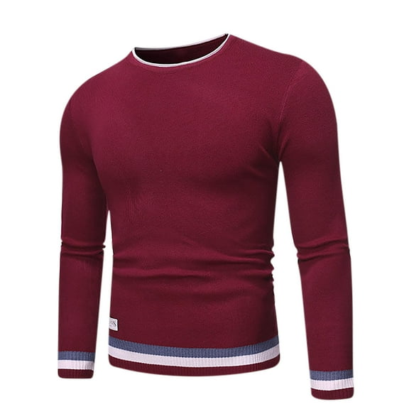 GigrtiJin Mens Basic Knit Tops Solid Color Long Sleeved Round Neck Sweater Fashion Comfy Lightweight Pullover Top