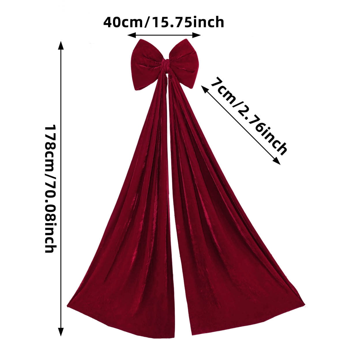 Deeceymbur Burgundy Velvet Christmas Bow Hanging Ornament for Tree Decoration Holiday Festive Decor