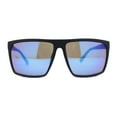 thumbnail image 2 of Kush Mens Oversized Flat Top Color Mirror Matte Plastic Rectangle Sunglasses Blue Logo - Blue Mirror, 2 of 4