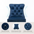 thumbnail image 4 of Velvet Bar Stools Set of 2 - 27" Seat Height Barstool, Bar Chairs Fit Counter or Bar Height, Kitchen Stools for Island, Tufted Back, Wood Frame, Upholstered (Blue, Set of 2), 4 of 11