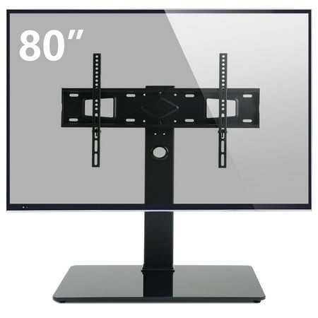 Rfiver Universal Swivel TV Stand Tabletop TV Stand Base for Most 40-80 inch TVs, Height Adjustable with Tempered Glass Base and Wire Management, VESA 600x400mm, Black UT5001