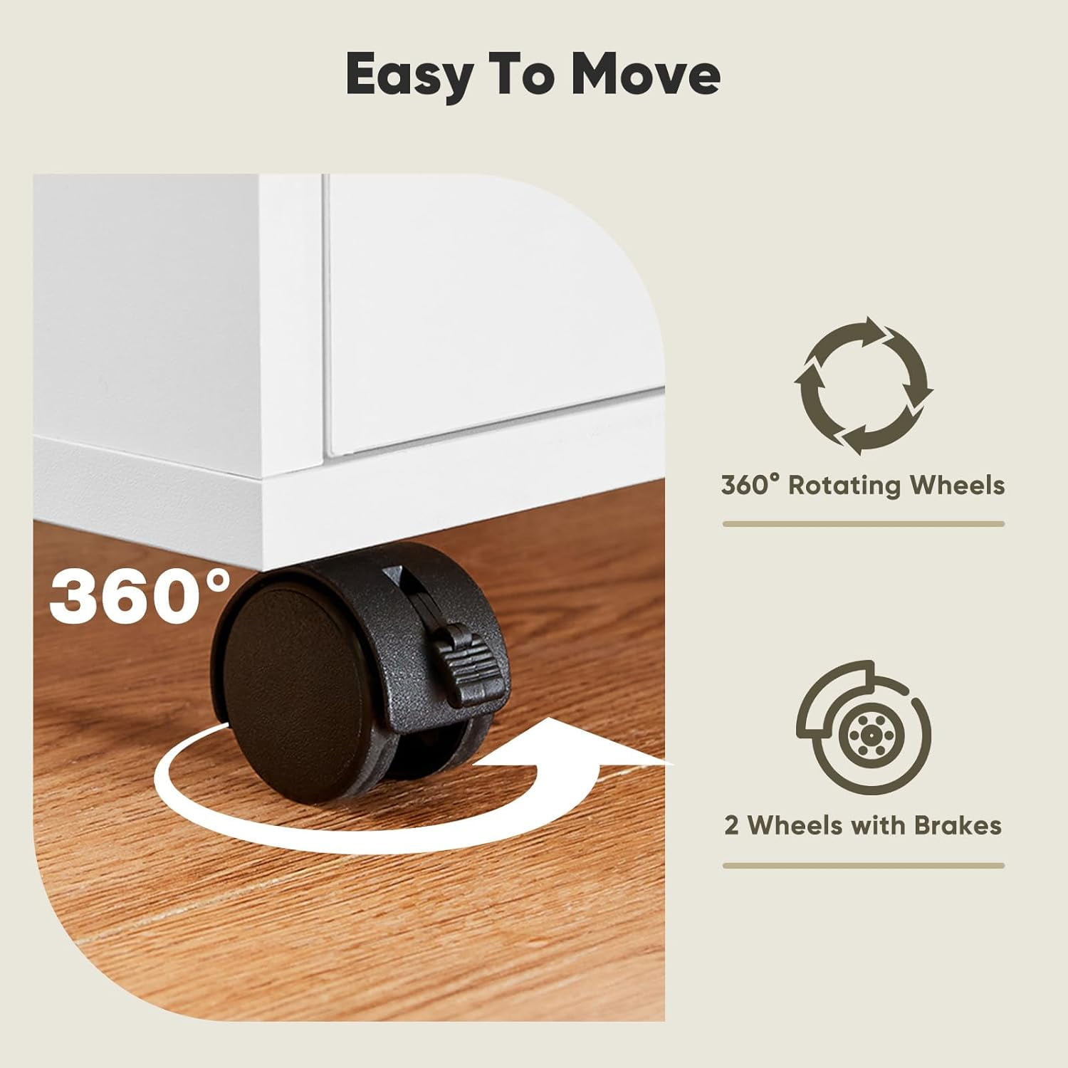 Nextay 5-Drawer Mobile File Cabinet with Wheels, Under Desk Wood Storage Organizer and Printer Stand for Home Office, 15.75"D x 18.74"W x 25.39"H