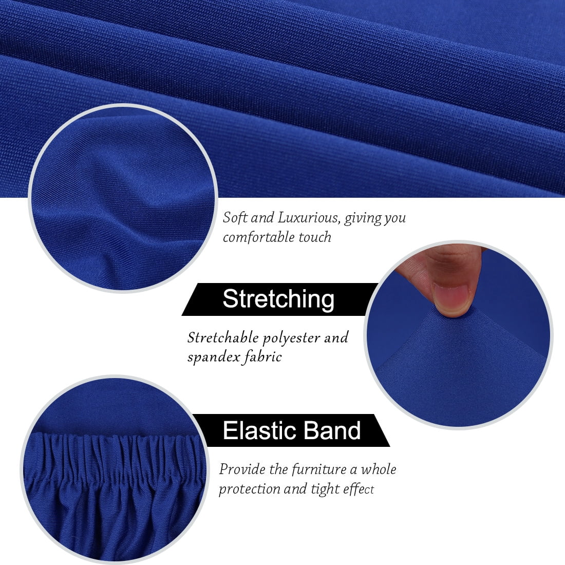 Unique Bargains 4-Pack Solid Dinning Room Chair Cover Stretch Removable Chair Slipcovers Royal Blue