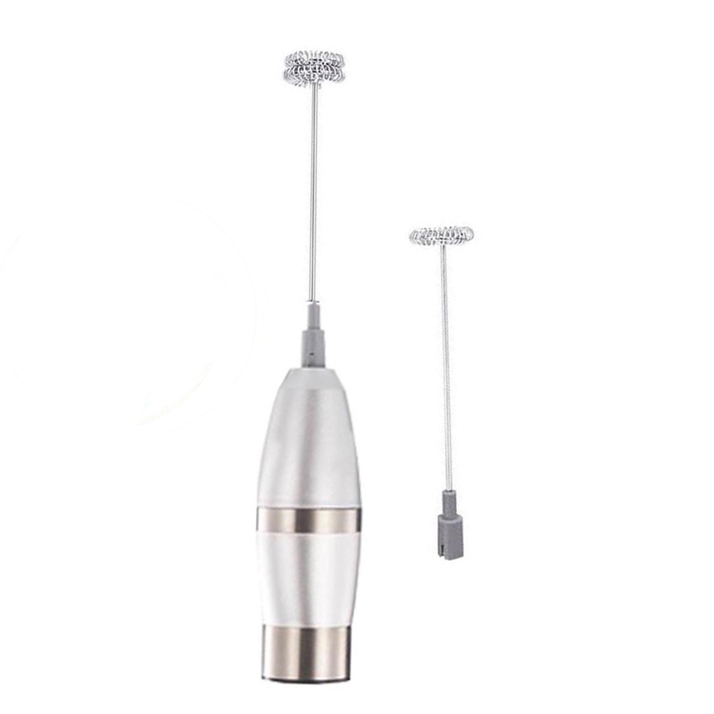 Milk Frother-Stainless Steel Hand-Held Electric Milk Frother Foaming Machine with Double Eggs-Head Storage Cover