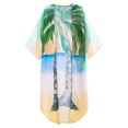 thumbnail image 1 of TFixol Women's Casual Beach Print Long Open Front Cardigan with Three-Quarter Sleeves, Tropical Coconut Tree Design, Polyester Material, Available in Orange/Green, Sizes S-2XL (EU32-40/US2-10/UK6-14), 1 of 6