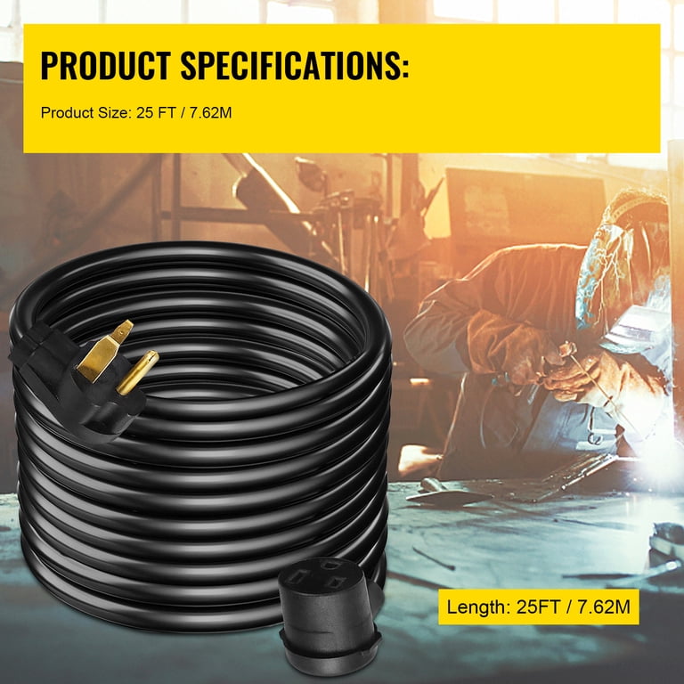 KFFKFF Heavy Duty Welding Cord 50A 25FT NEMA 6-50P to 6-50R