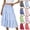Light Blue, variant on POIUYTR Women Summer Plaid Skirt Casual Elastic High Waist Smock Flowy Long Skirts Vacation A-Line Skirts