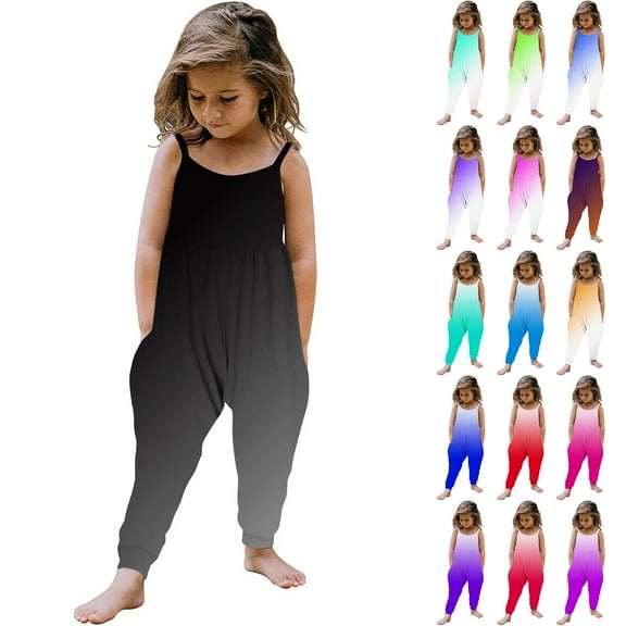 JTSRKL Toddler Girls Kids Jumpsuit Casual Tie Dye Gradient Print Summer Sleeveless Spaghetti Strappy Rompers Loose Fit Cute One Piece Playsuit Fashion 2025 Outfit Clothes Purple#01 2-3 Years