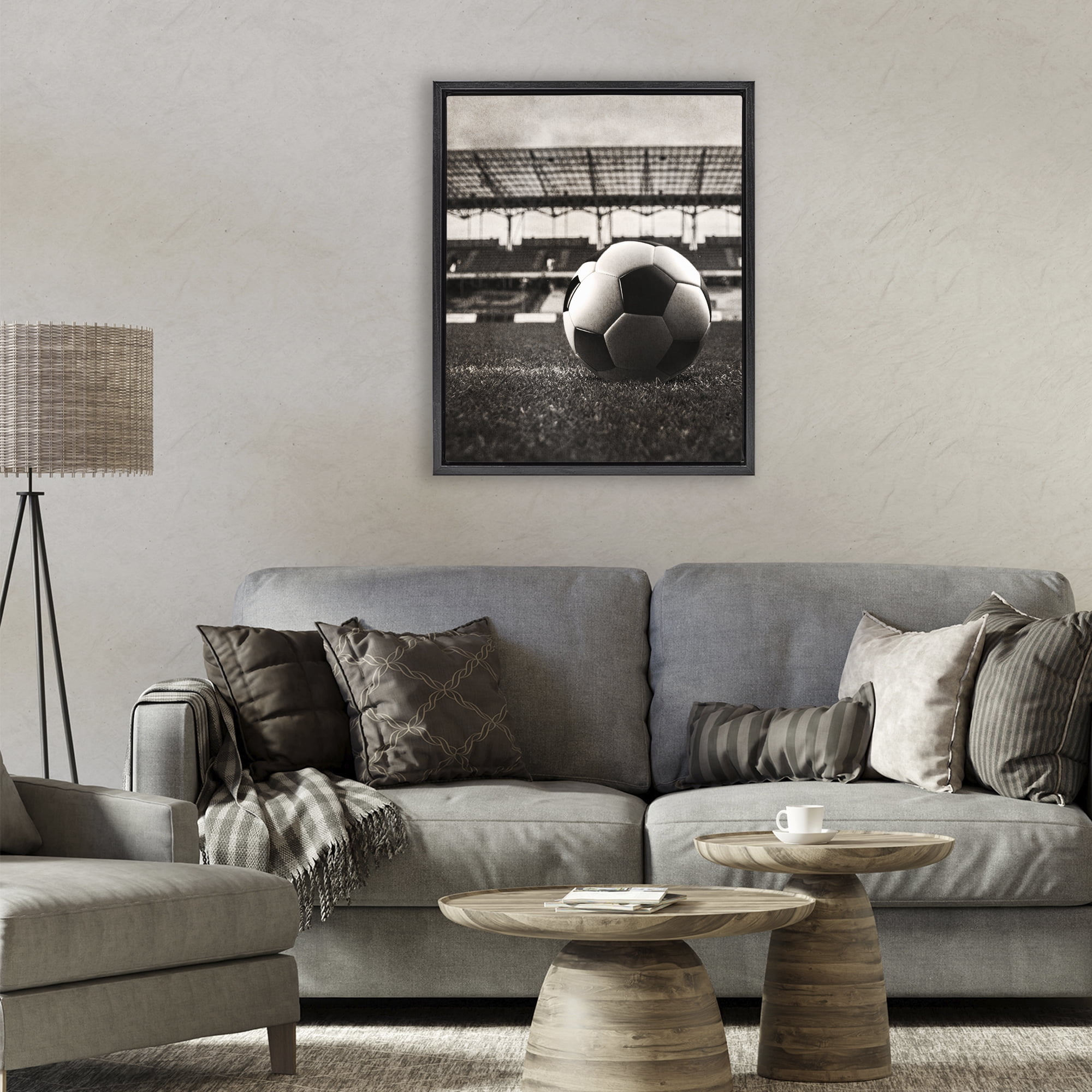 Stupell Industries Vintage Sports Soccer Black Framed Floater Canvas Wall Art, design by Marcus Prime