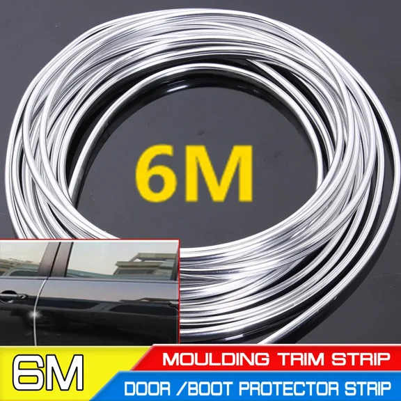 Chrome Car Door Moulding Trim Strip Edge Scratch Guard 6M Protector Cover Strip Roll Chrome Styling Moulding Trim Strip
