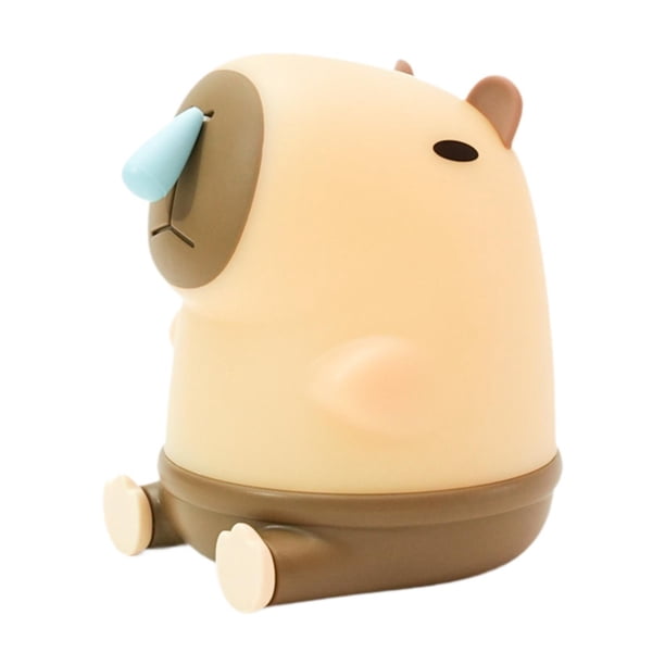 Lámpara de noche con forma de carpincho de dibujos animados con interruptor de cuerda, bonita decoración para niños, lámpara de noche para dormitorio