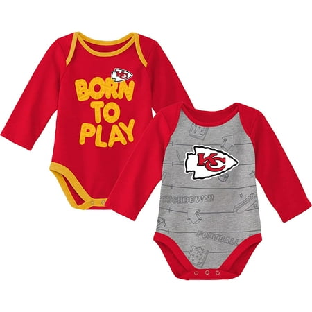 

NFL_ Newborn & Infant/Heathered NFL Born to Win Two-Pack Long Sleeve Bodysuit Set(Player numbers can be customized)