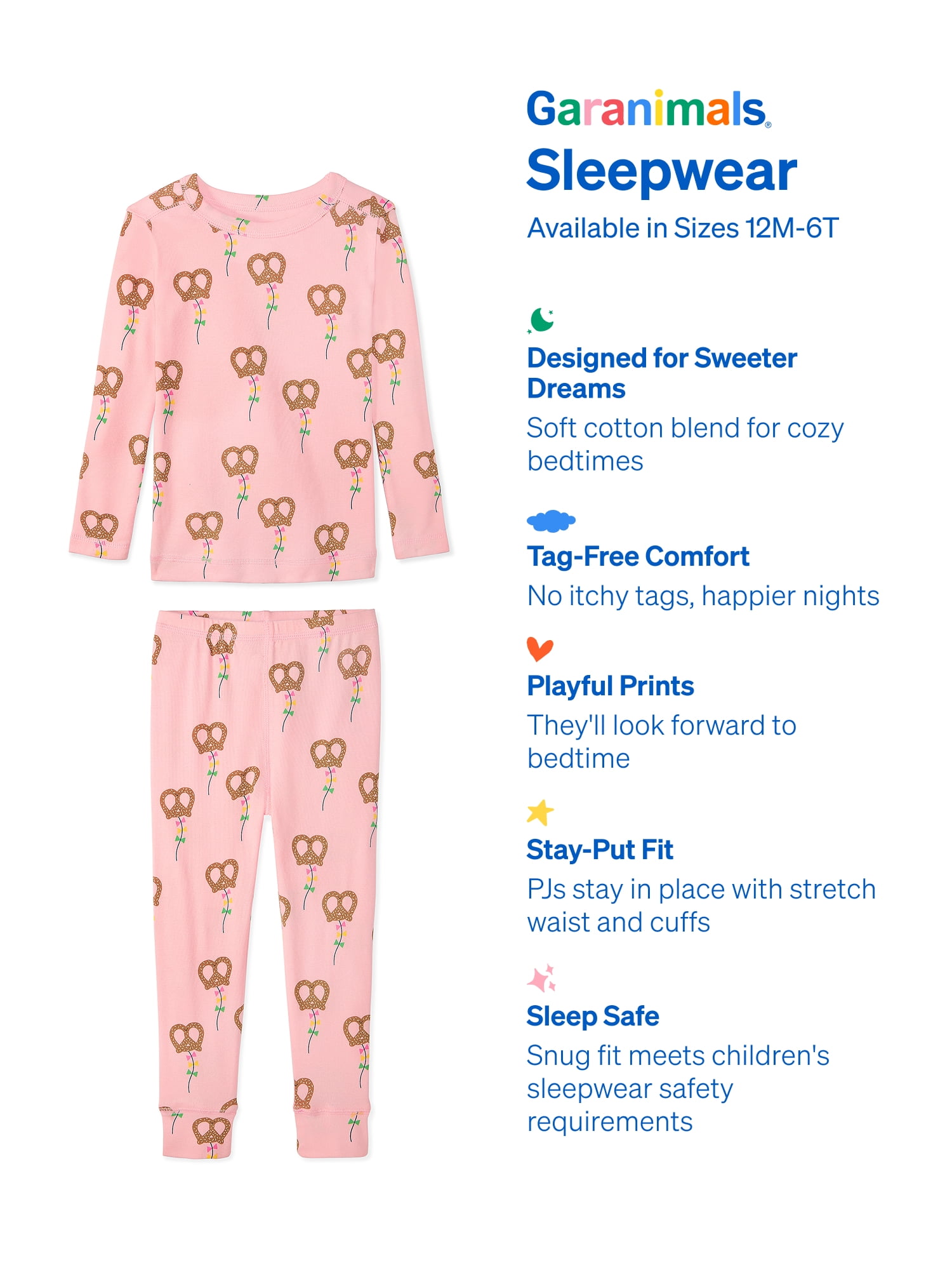 Garanimals Baby & Toddler Pajama Sets, 2-Piece & 6-Piece, Sizes 12M–6T