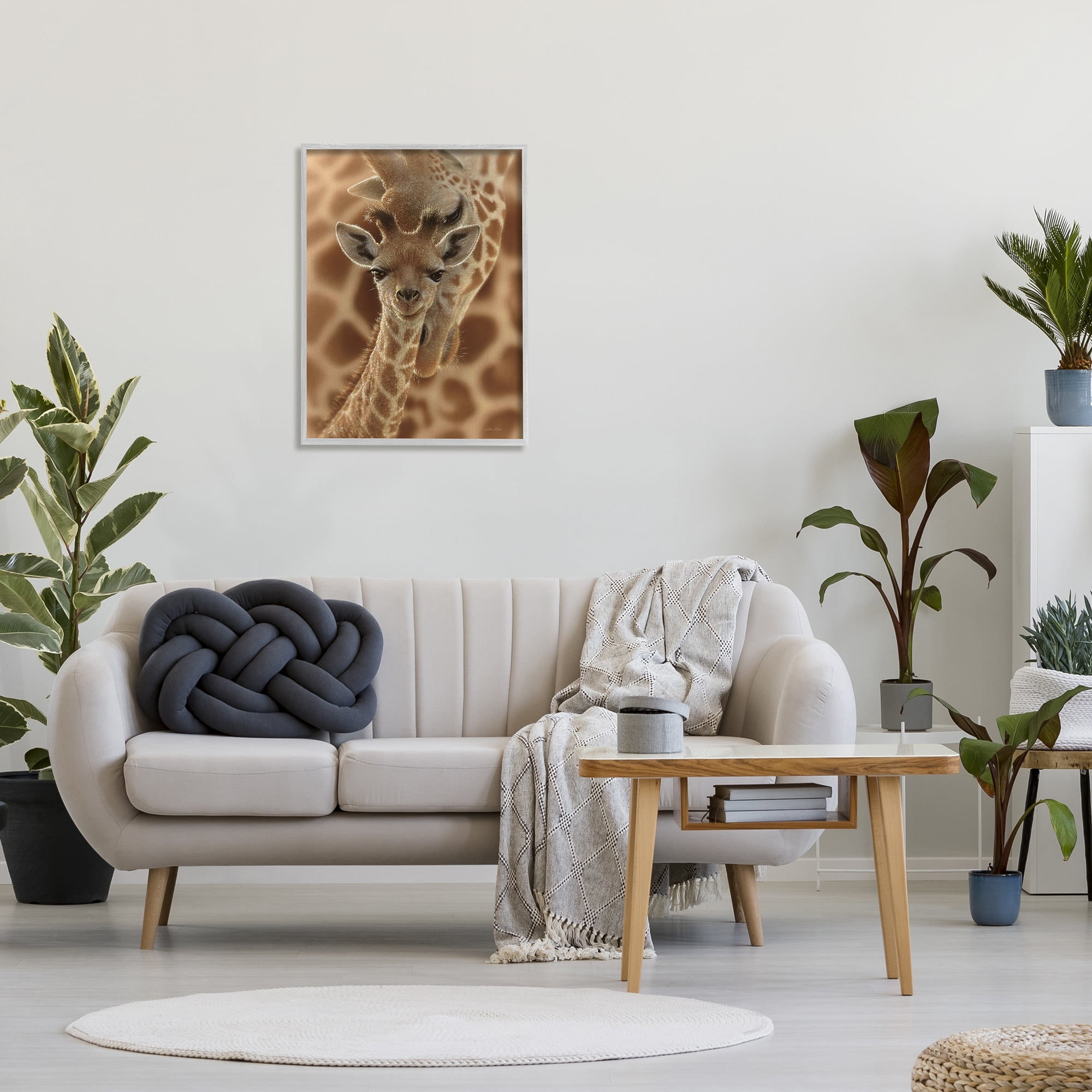 Stupell Industries Baby Giraffe with Mother Patterned Safari Animal Hug, 24 x 30, Design by Collin Bogle