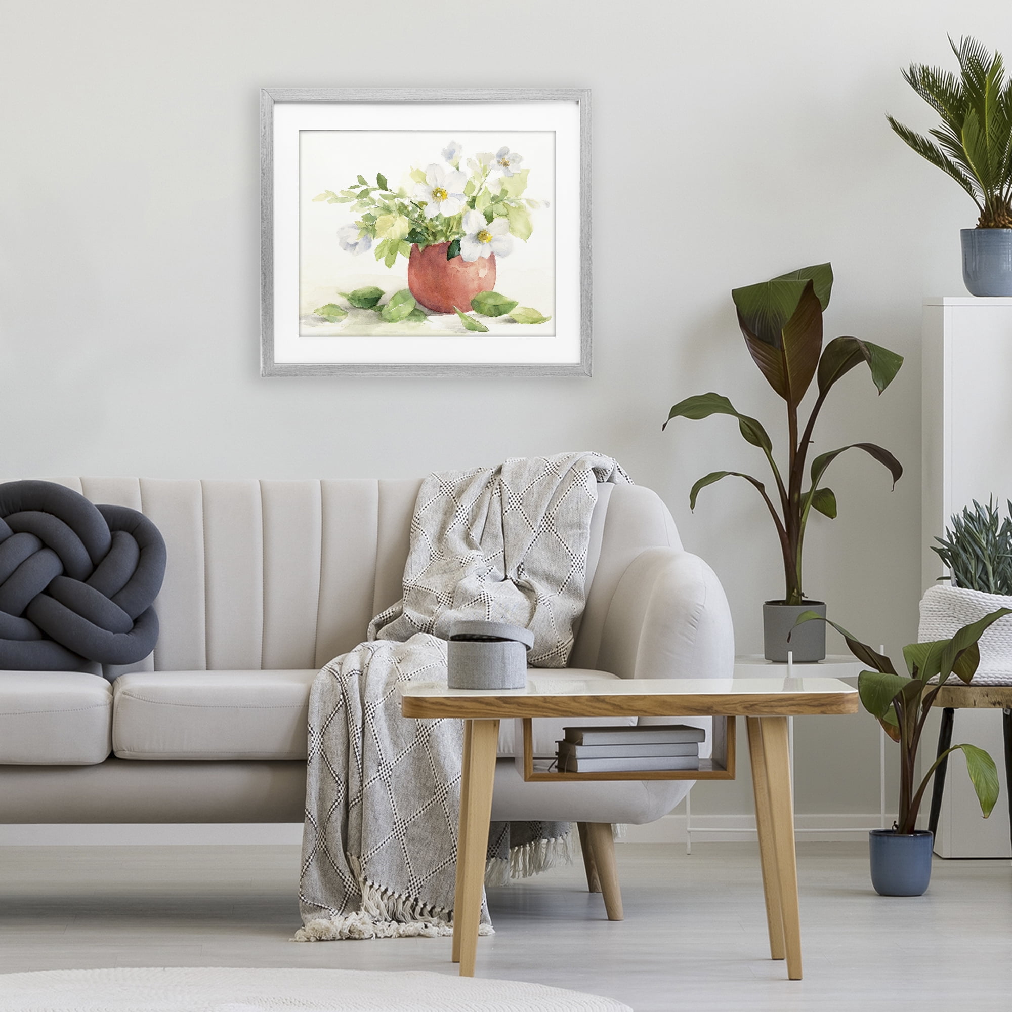 Stupell Industries White Anemones in Copper Vase Gray Framed Print Under Glass, design by Lanie Loreth