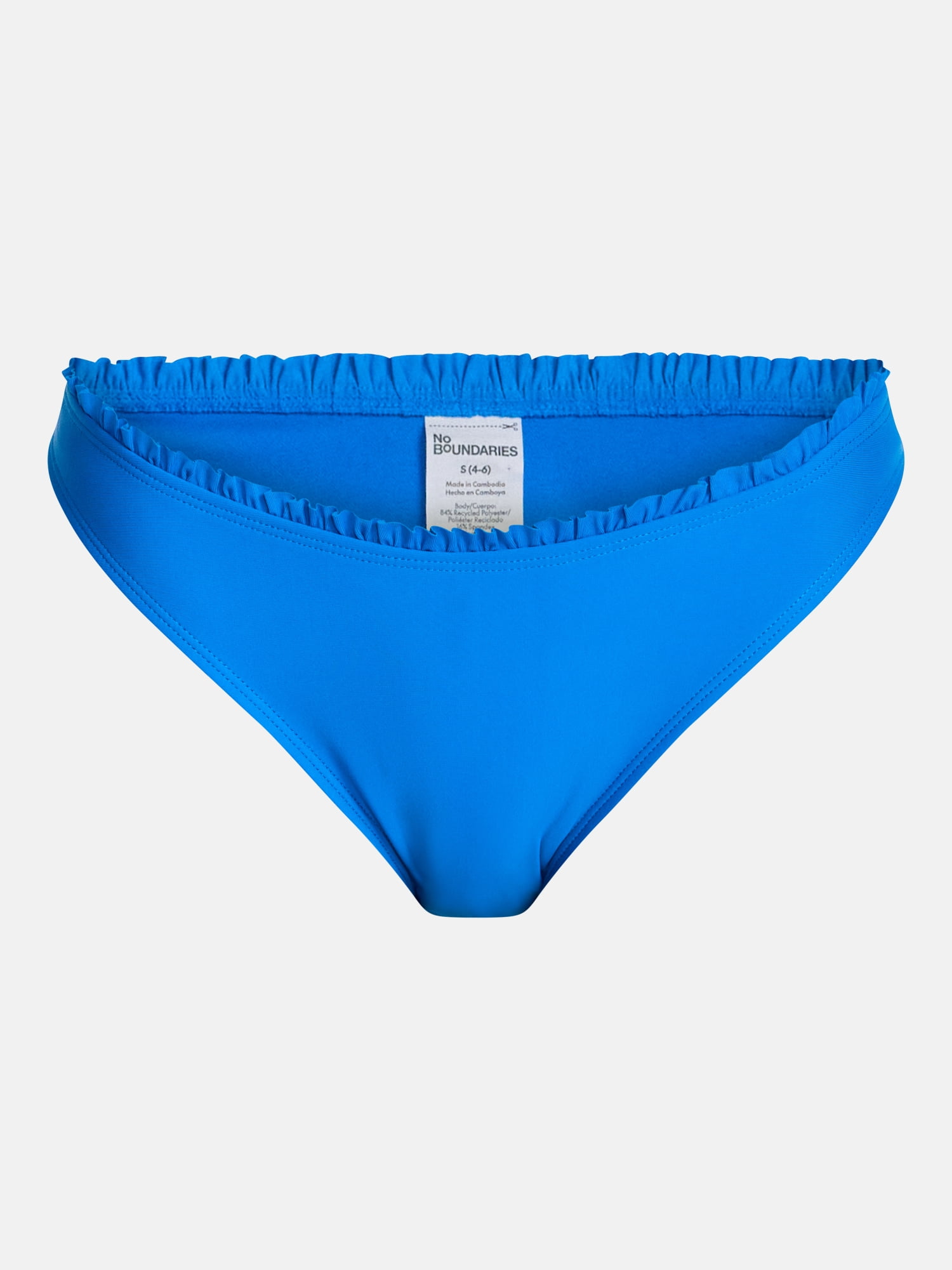 No Boundaries Smocked Ruffle Edge Bikini Swim Bottoms, Women's XXS-XXL
