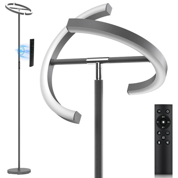 Lámpara de pie Sibrille LED gris plomizo, 22 W, control remoto regulable