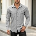 thumbnail image 4 of Cmfcve Button Down Shirts for Men Long Sleeve Solid Office Work Tops Lapel Collar Casual Loose Fit Classic Shirts, 4 of 7