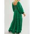thumbnail image 3 of SUNSIOM Robe Longue Femme, Robe à Manches Longues Brodée de Fleurs Manches Lanterne Col Carré Robe Fluide Printemps Automne, 3 of 9