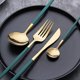 thumbnail image 3 of Vajilla de acero inoxidable Cuchillo de cena Tenedor Cuchara Cuchara de té Juego de cubiertos occidentales Rojo, Acero inoxidable, Rojo, 3 of 4